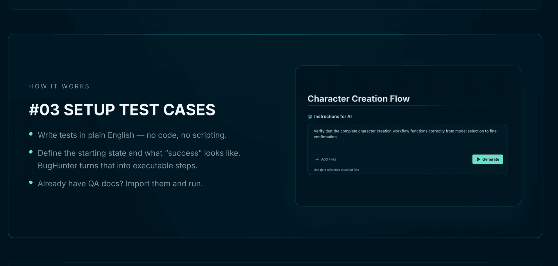 Step 03: SETUP TEST CASES